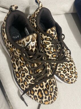 Leopard Hair-On Casual Sneakers with Dark Brown Accents
